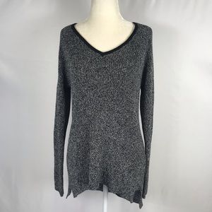 Karl Lagerfeld Gray Knit V-Neck Pullover